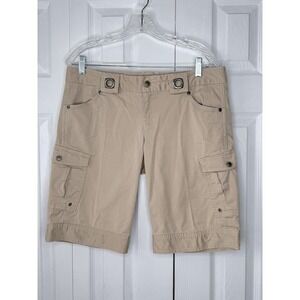 VTG Athleta Tan Cargo Bermuda Shorts Sz 8 Mid Rise Utility Gorpcore Hike